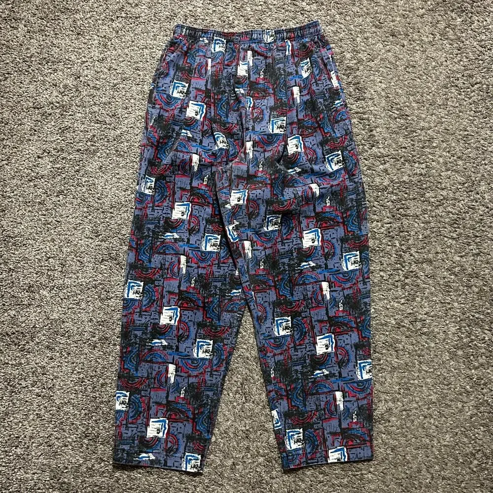 Vintage Wave Gods Pants Surfer Print Colorful Beach Parachute Jogger 80s 30-32